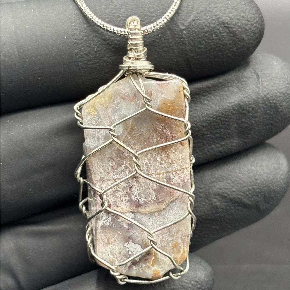 Wire Wrapped Stone Pendant Necklace